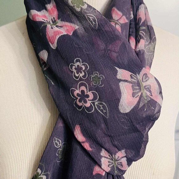 NWT Handmade Scarf by Sana – Lavender Butterflies Design - Picture 14 of 14
